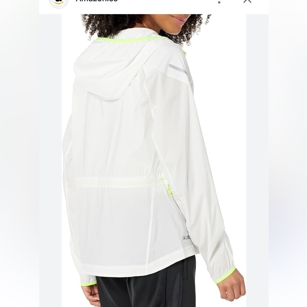 adidas Women's White Jacket with Neon Green Accents - Picture 5 of 6